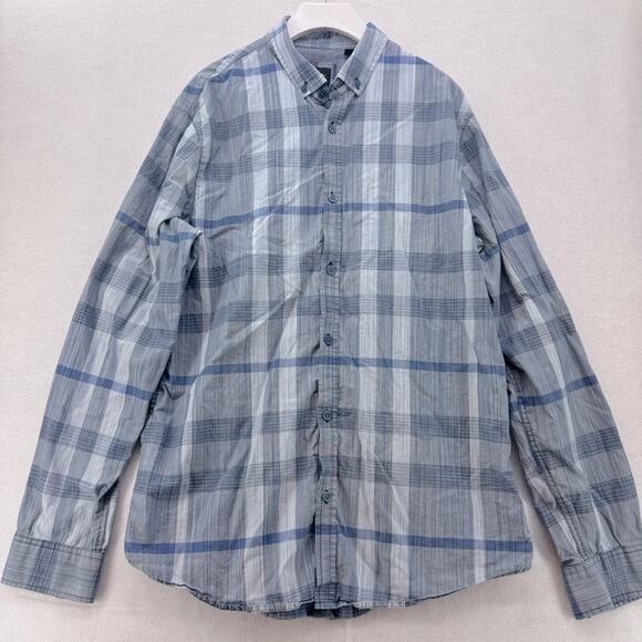 Vintage Armani Exchange Long Sleeve Plaid Button Down Shirt size Large Regular - Picture 1 of 4